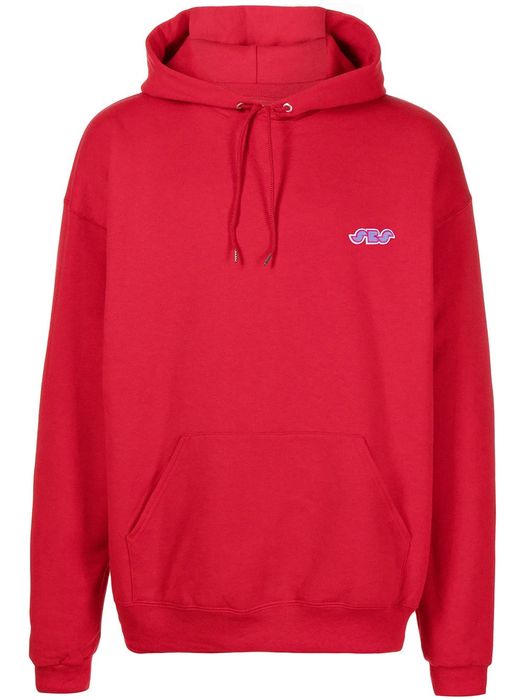 Seven By Seven chest-logo relaxed hoodie - Red