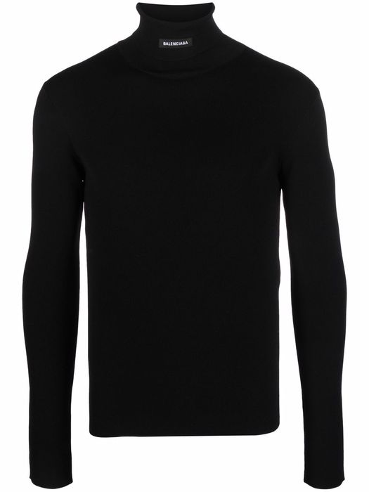 Balenciaga logo-label roll-neck jumper - Black