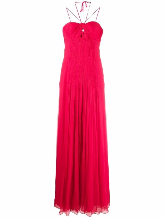 Alberta Ferretti halterneck silk-chiffon gown - Red