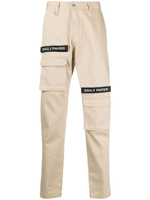 Daily Paper logo-embellished slim-fit trousers - Neutrals