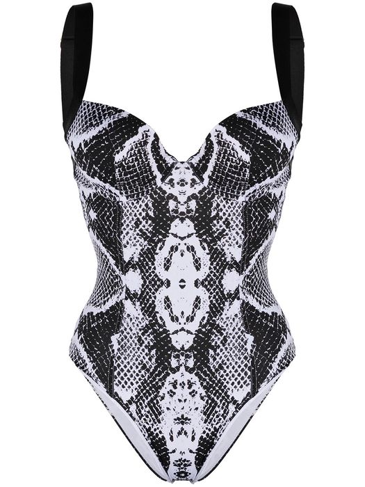 Noire Swimwear snakeskin print push-up swimsuit - Black