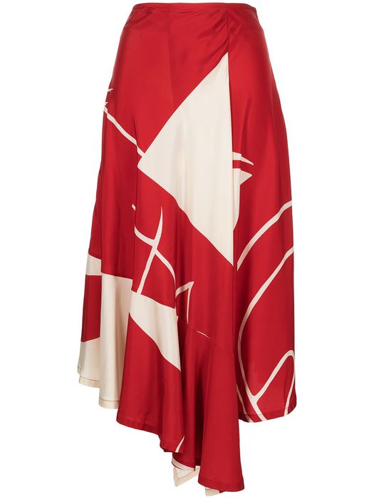 colville geometric-print voulant midi skirt - Red