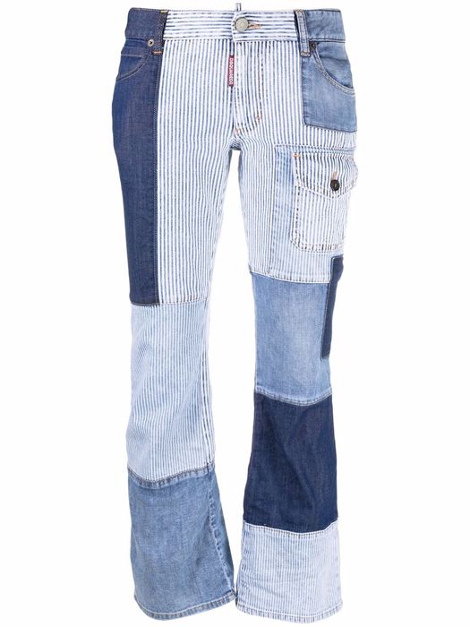 Dsquared2 cropped patchwork pocket-detail jeans - 470