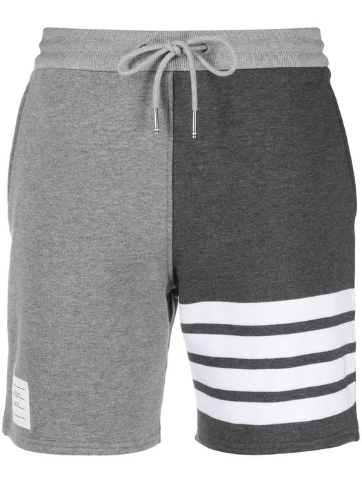 Thom Browne panelled 4-Bar cotton shorts - Grey