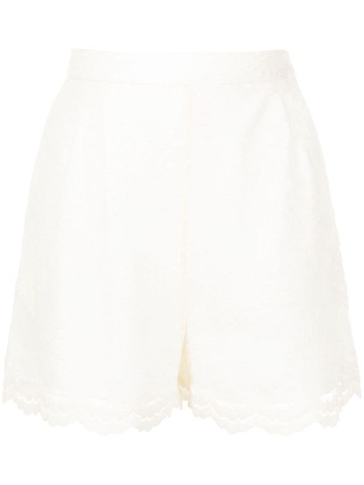 SHIATZY CHEN floral lace-trim shorts - White