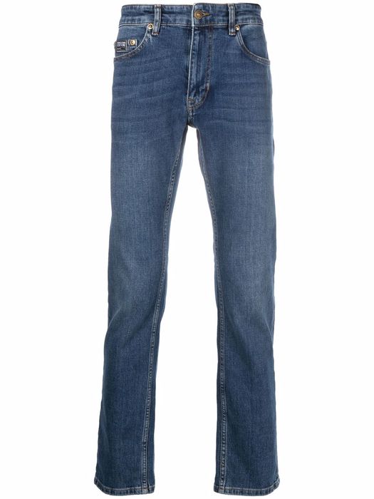 Versace Jeans Couture logo-embroidered straight-leg jeans - Blue