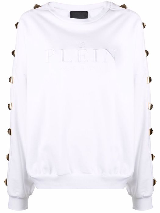 Philipp Plein studded cotton sweatshirt - White