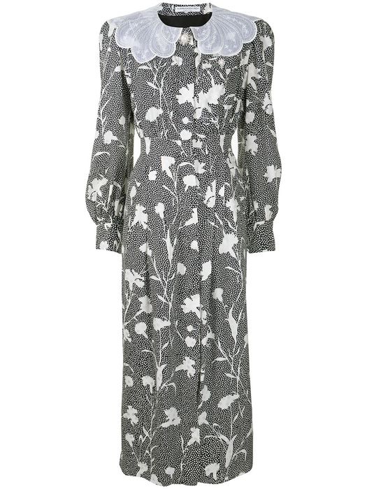 Alessandra Rich floral-print silk midi dress - Black