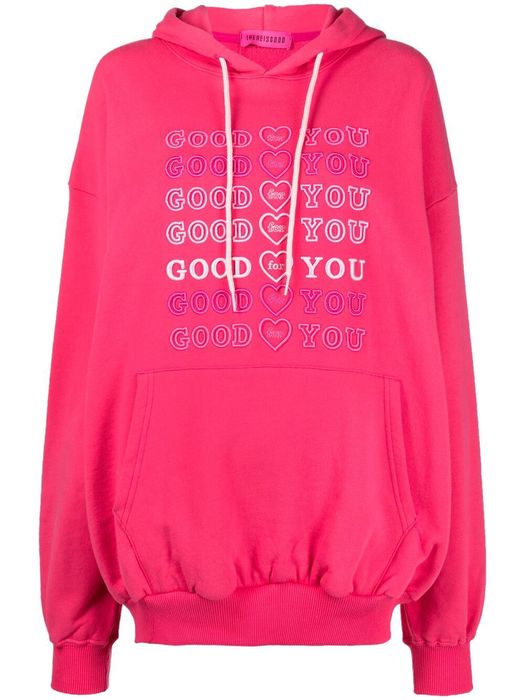 IRENEISGOOD slogan drawstring hoodie - Pink
