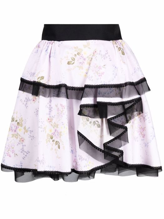 Ulyana Sergeenko asymmetric floral-print mini skirt - Pink