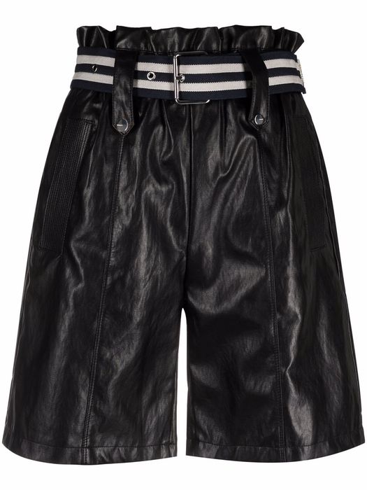 PINKO belted faux-leather shorts - Black