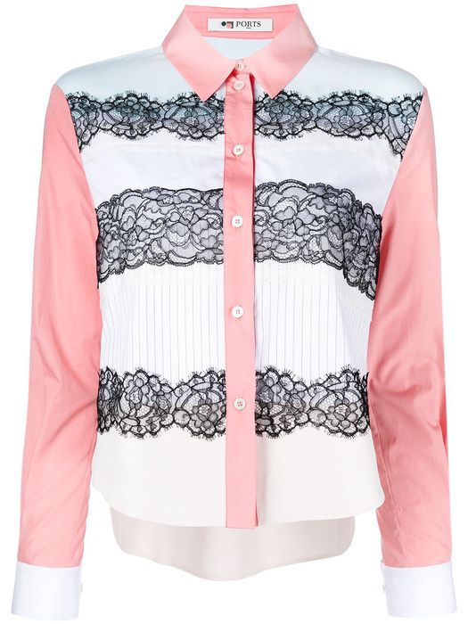 Ports 1961 panelled lace-detail shirt - White