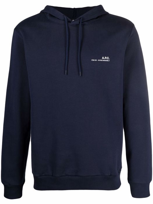 A.P.C. logo-print pullover hoodie - Blue