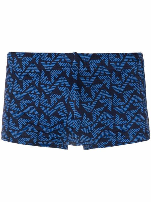 Emporio Armani all-over logo print swim trunks - Blue