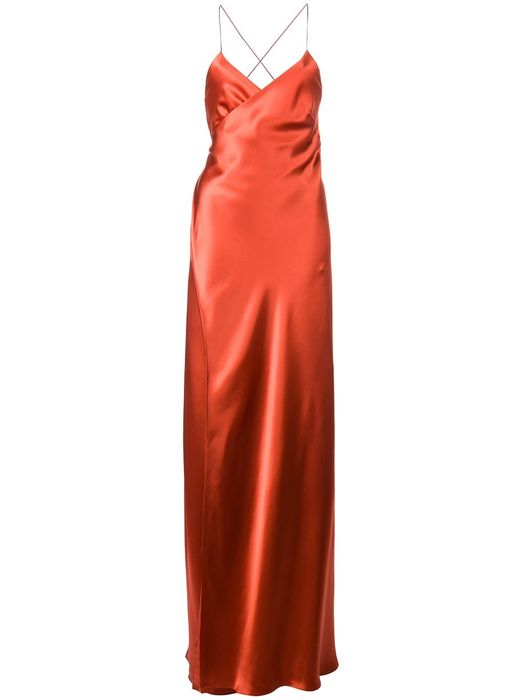 Michelle Mason Strappy wrap gown - Red