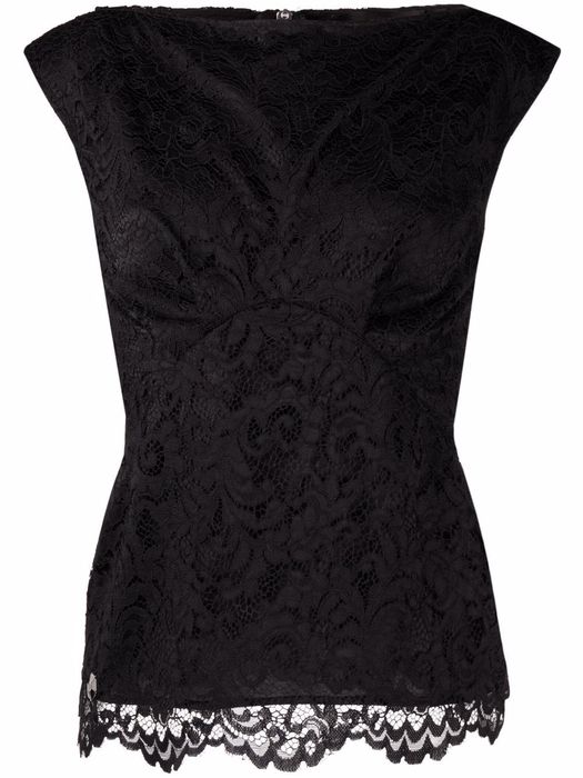 Philipp Plein lace-patterned sleeveless blouse - Black