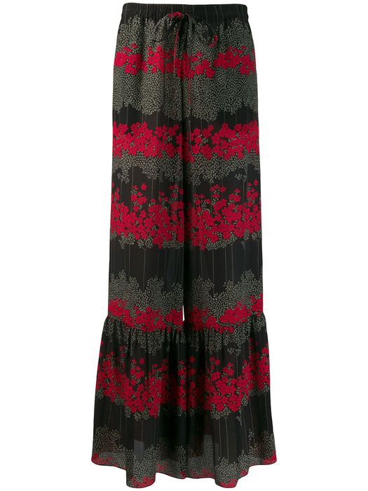 RED Valentino floral flared trousers - Black