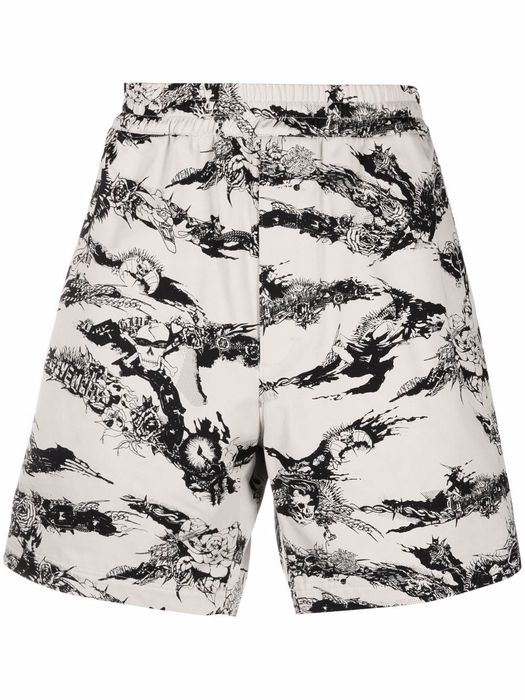 Givenchy graphic-print track shorts - Neutrals