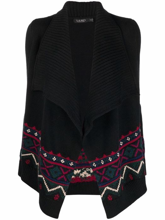 Lauren Ralph Lauren fair-isle cotton-blend cardigan - Black