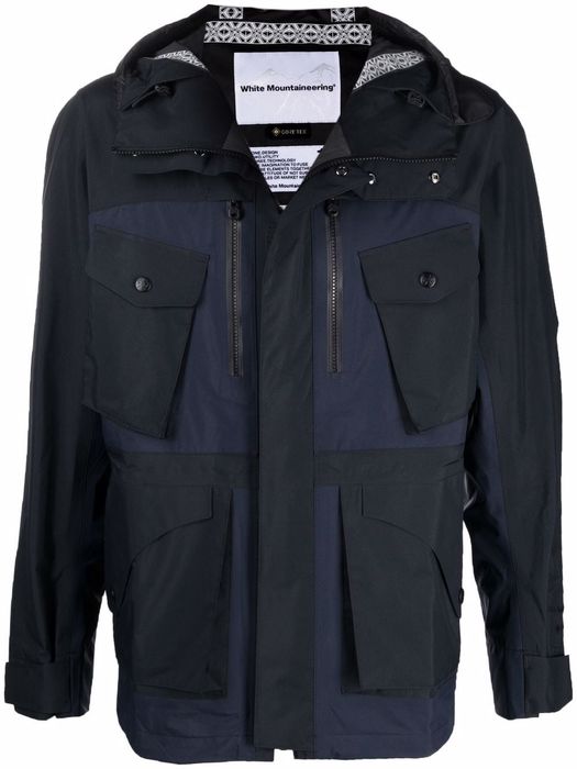 White Mountaineering panelled concealed jacket - Black
