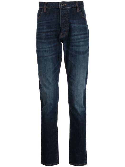 Emporio Armani logo-plaque straight-leg jeans - Blue