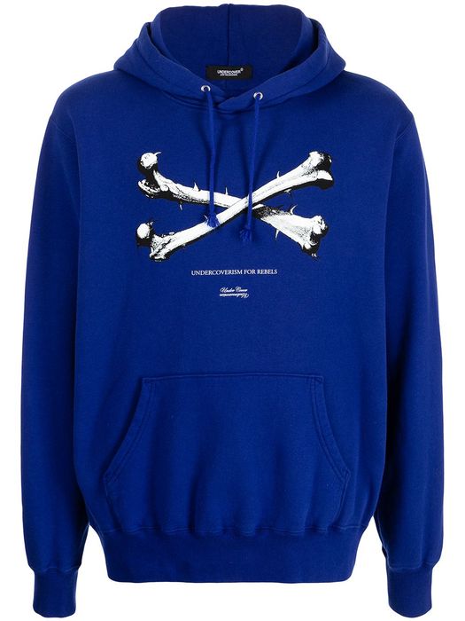 UNDERCOVER Cross Bones printed hoodie - Blue