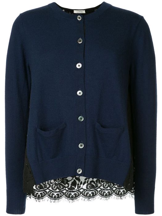 Onefifteen lace panel buttoned cardigan - Blue