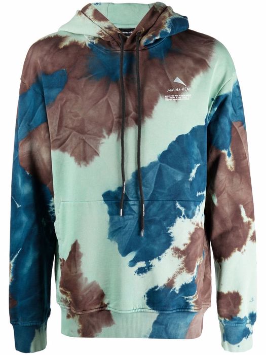 Mauna Kea tie-dye drawstring hoodie - Blue