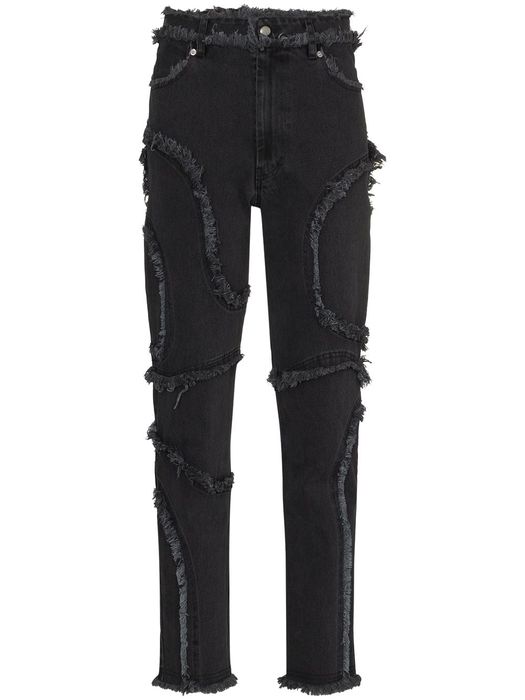 Eckhaus Latta frayed-edge straight-leg jeans - Grey