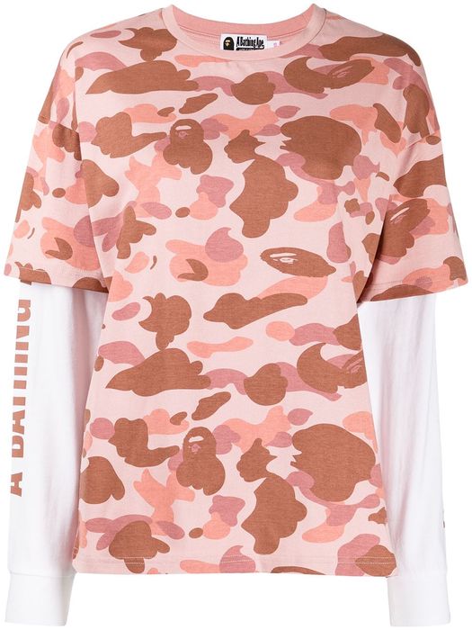 A BATHING APE® layered-sleeve T-shirt - Pink
