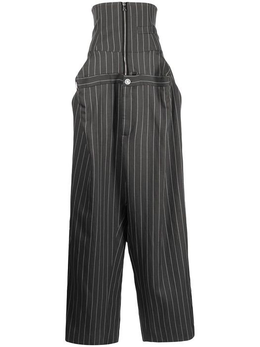 Natasha Zinko pinstripe-print corset boxy trousers - Grey
