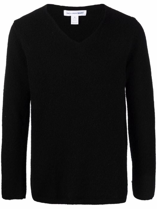Comme Des Garçons Shirt textured V-neck jumper - Black