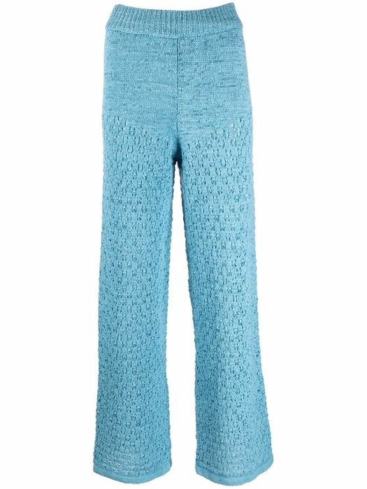 ROTATE knitted straight-leg trousers - Blue