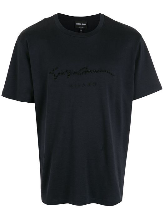 Giorgio Armani embroidered-logo T-shirt - Blue