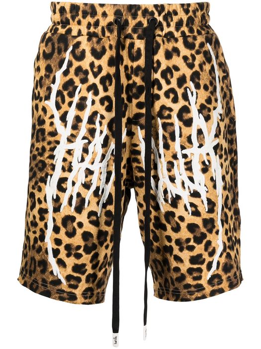 Haculla leopard-print logo shorts - Brown