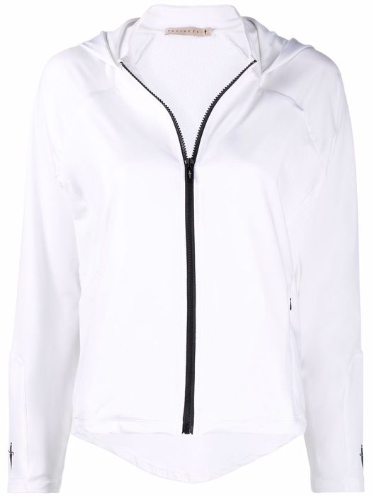 Cesare Paciotti embroidered-logo zip-up hoodie - White