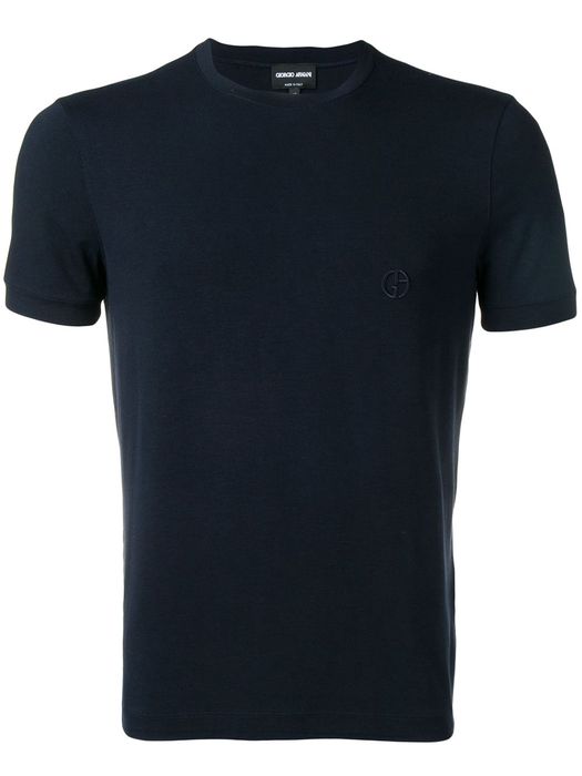 Giorgio Armani embroidered logo T-shirt - Blue