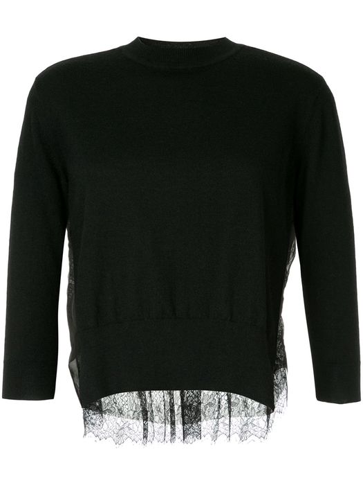 Onefifteen lace panel sweater - Black