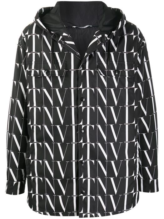 Valentino VLTN pattern hooded jacket - Black