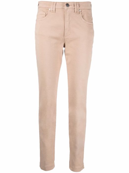 D.Exterior slim-cut straight-leg trousers - Brown