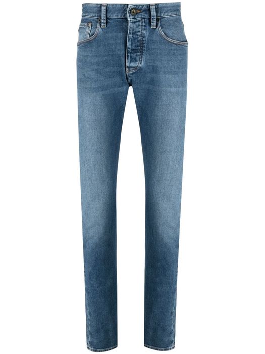 Emporio Armani mid-rise straight leg jeans - Blue
