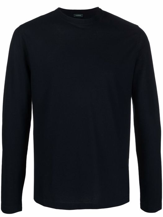 Zanone round neck long-sleeved top - Blue
