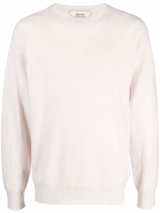 Z Zegna ribbed-knit crew neck sweater - White