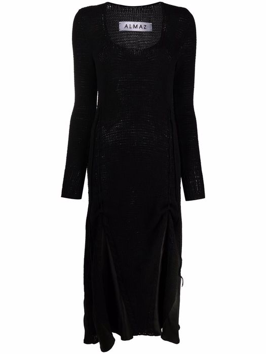 Almaz knitted ruched midi-dress - Black
