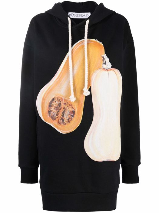 JW Anderson pumpkin-print long hoodie - Black