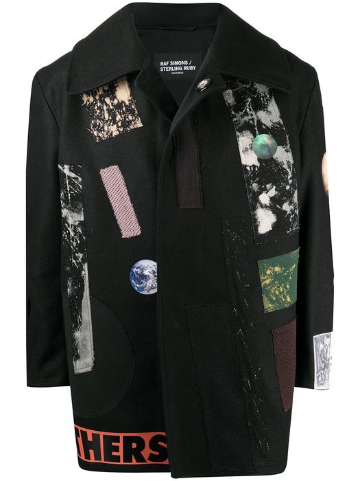 Raf Simons appliqué wool coat - Black