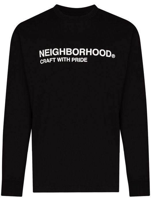 Neighborhood logo-print long-sleeved top - Black