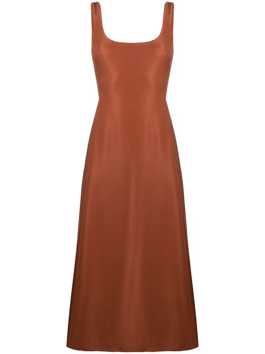 Gabriela Hearst square-neck A-line dress - Brown