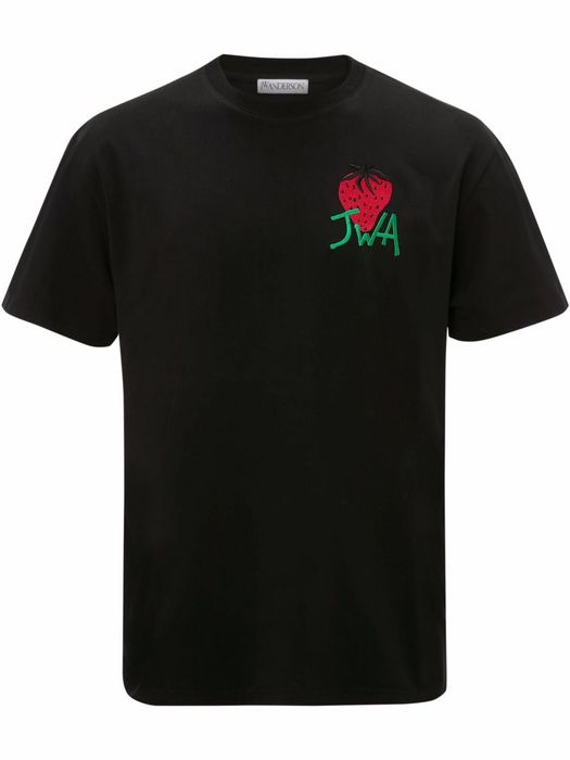 JW Anderson strawberry-embroidered cotton T-shirt - Black