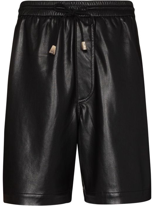 Nanushka drawstring vegan leather Bermuda shorts - Black